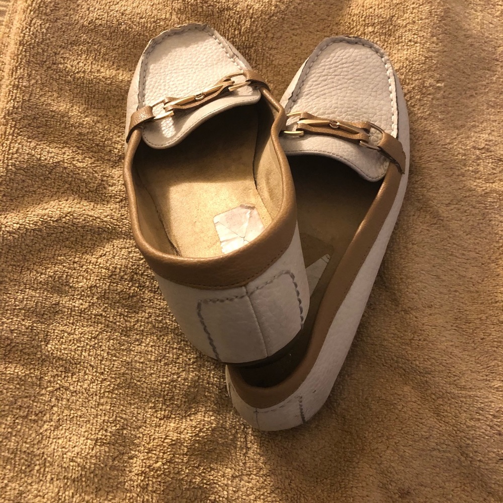 White leather moccasins